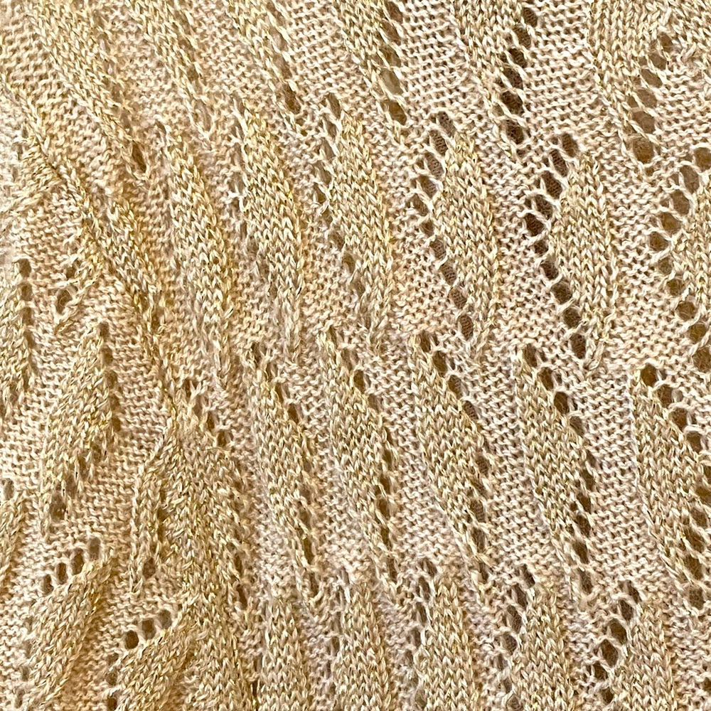 Gold shimmer pointelle midi sweater dress w/slip - Picture 5 of 8